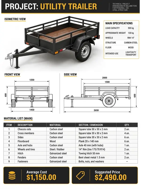 Technical welding project sheet
