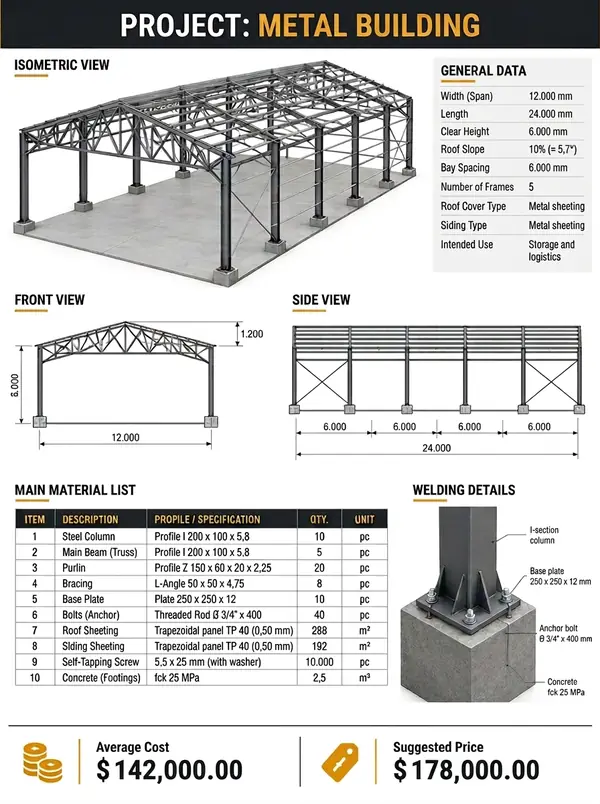 Technical welding project sheet