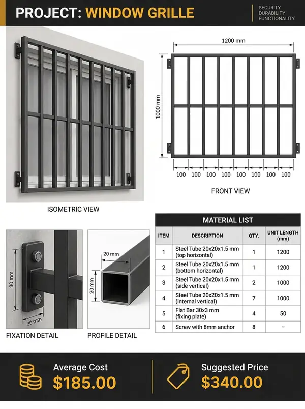 Technical welding project sheet