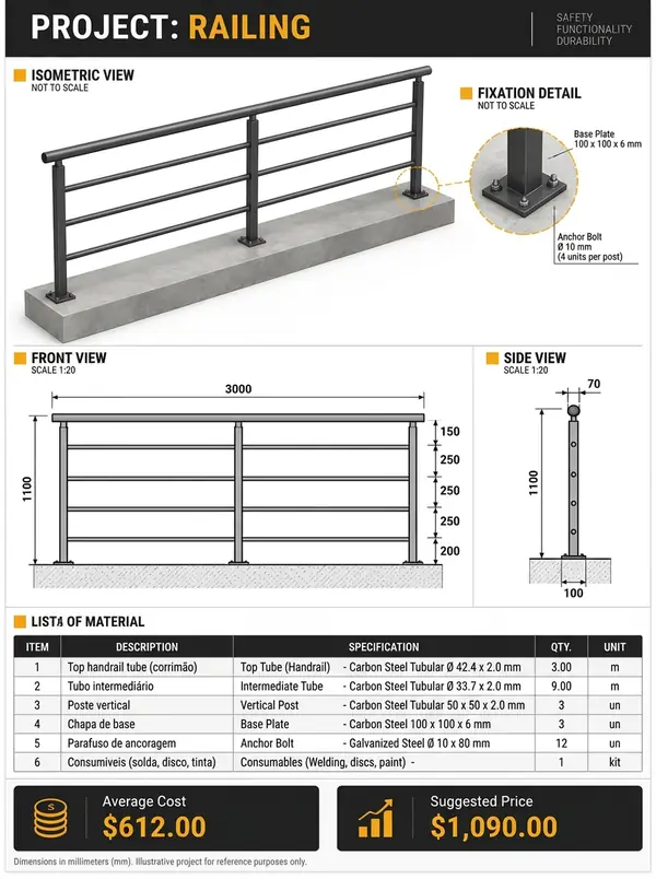 Technical welding project sheet
