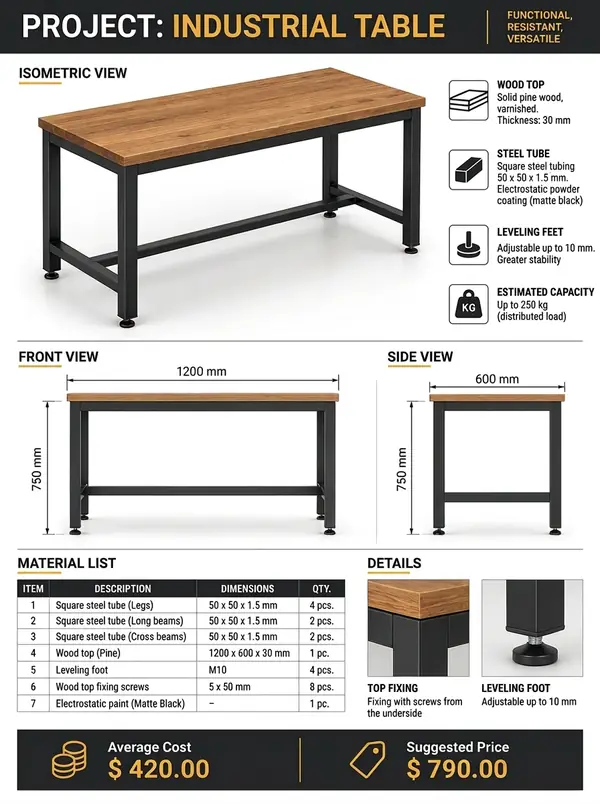 Technical welding project sheet