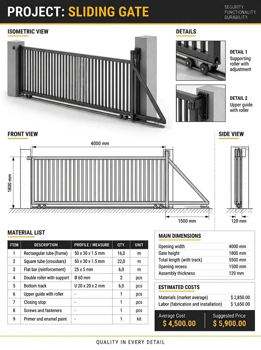 Technical welding project sheet