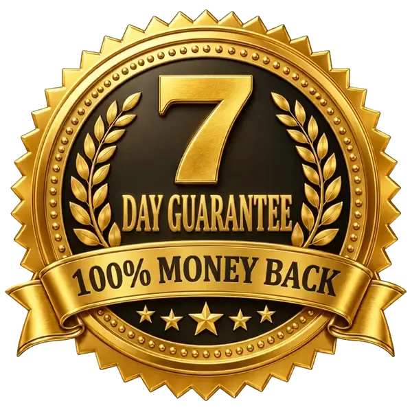 Gold 7-day money-back guarantee seal